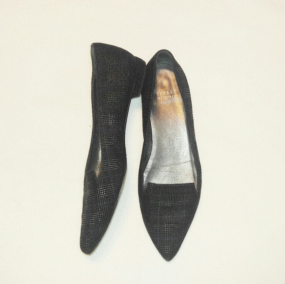 Stuart Weitzman Plaid Textured Pointed Toe Flats - Picture 3 of 9